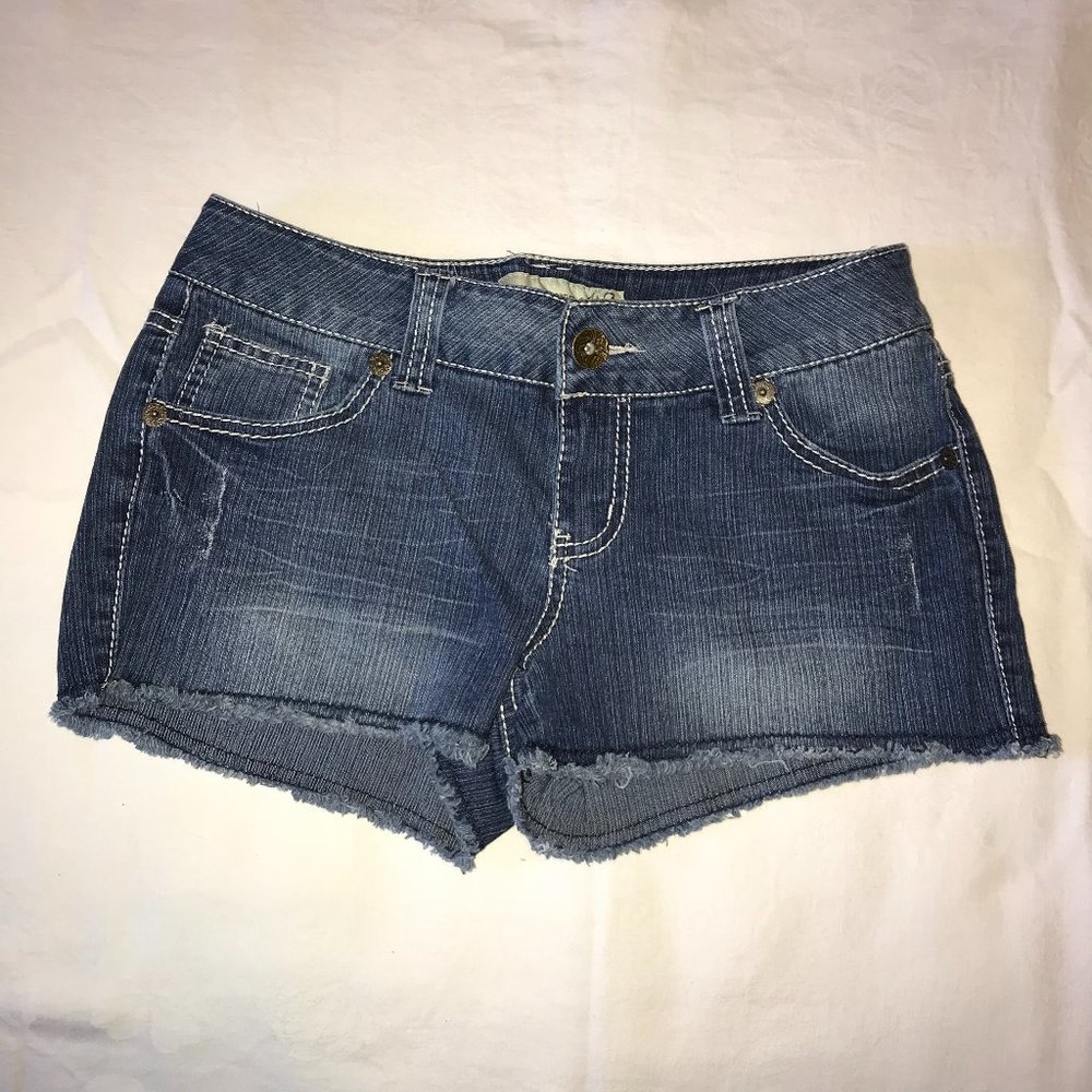 Blue Jean Frayed Hem Shorts